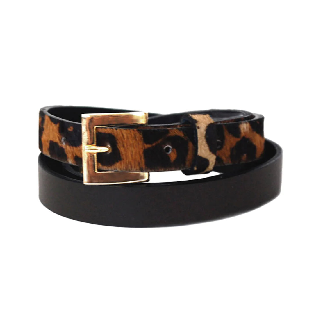 Sophia Genuine Leather & Cowhide Belt -Brown WEM Support (www.WEM.support)