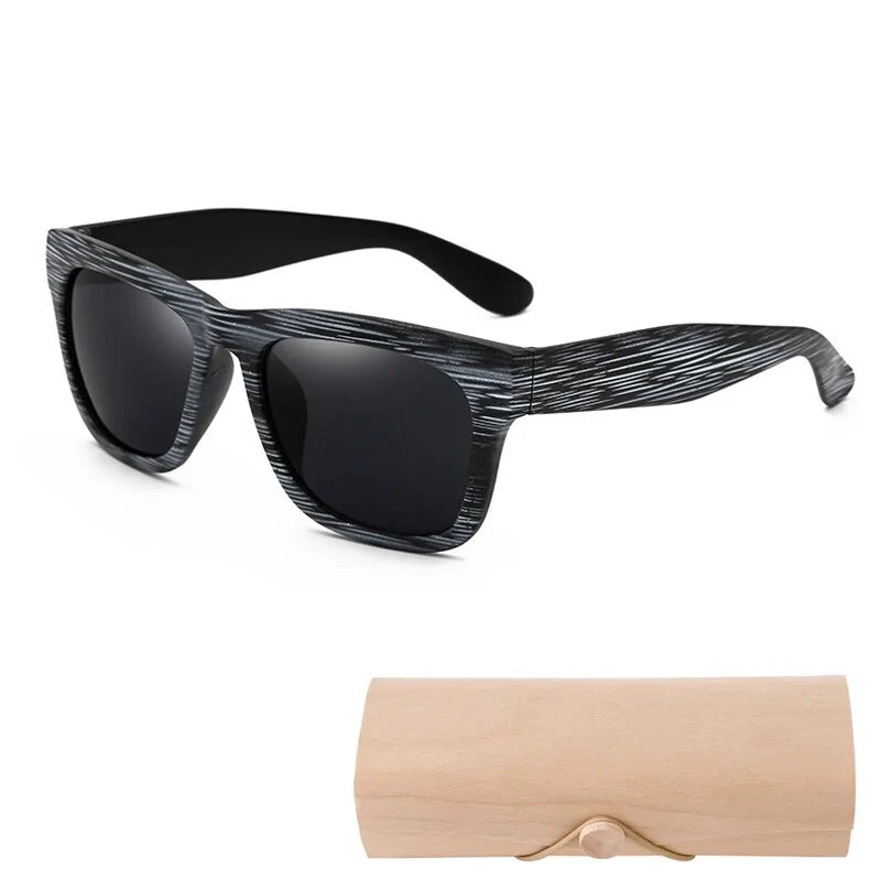 Square Bamboo  Retro Sunglasses WEM Support (www.WEM.support)