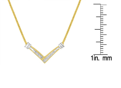 14K Yellow and White Gold 1/4 Cttw Princess Cut Diamond Channel-Set “V” Shape 18" Pendant Necklace (H-I Color, SI2-I1 Clarity) WEM Support (www.WEM.support)