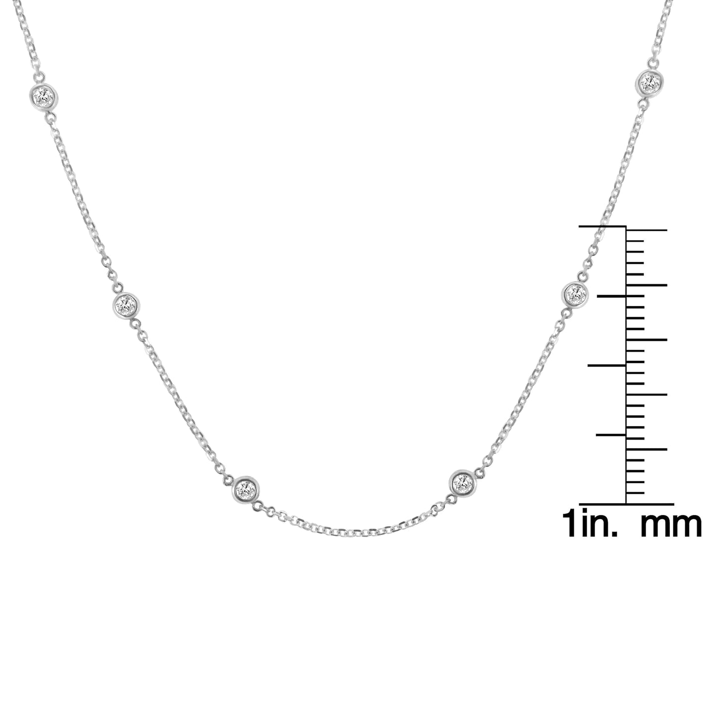 Sterling Silver Bezel-Set Diamond Station Necklace (1 cttw, J-K Color, I1-I2 Clarity) WEM Support (www.WEM.support)