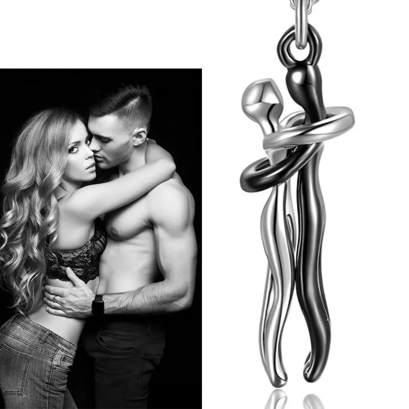 Couple Hugging Pendant Necklace for Women WEM Support (www.WEM.support)