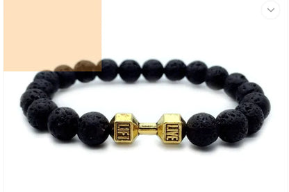 Men's Barbell & Lava Rock Dumbbell Bracelet WEM Support (www.WEM.support)