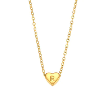 Heart Charm Gold Necklet - Initial Love HejK.com Marketplace LLC