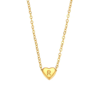 Heart Charm Gold Necklet - Initial Love HejK.com Marketplace LLC