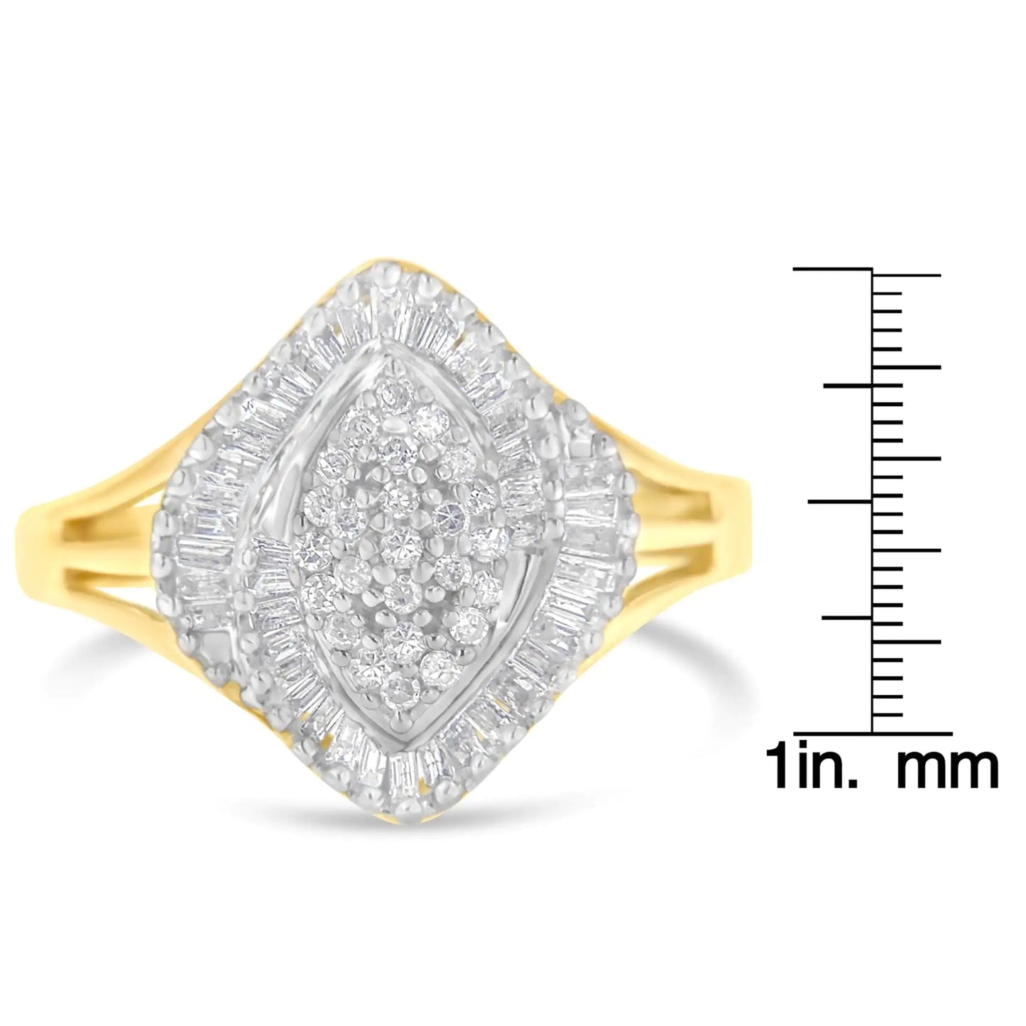 10K Yellow Gold Diamond Cocktail Ring (1/2 Cttw, J-K Color, I2-I3 Clarity) WEM Support (www.WEM.support)