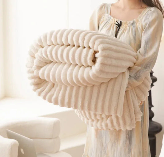 Ultra-Soft Rabbit Plush Double-Sided Velvet Knitted Sofa Blanket WEM Support (www.WEM.support)