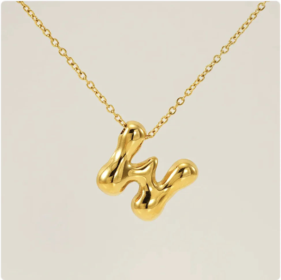 Women's Glossy Bubble Letter Pendant Necklace WEM Support (www.WEM.support)