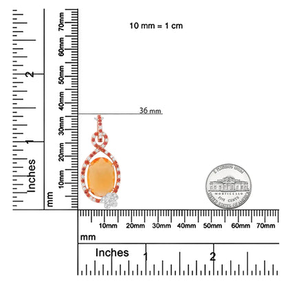 18K Rose Gold 1/5 Cttw Diamond and Oval Yellow Citrine and Round Orange Sapphire Gemstone Openwork Halo Teardrop with Flower Design 18" Pendant Necklace (G-H Color, SI1-SI2 Clarity) WEM Support (www.WEM.support)