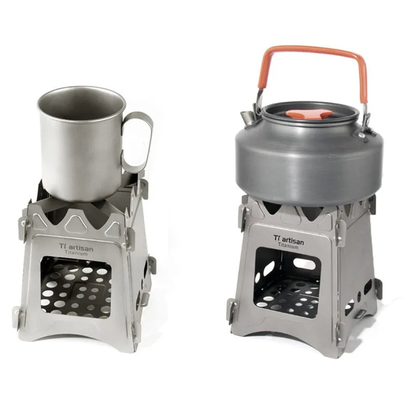 Ultraleichter Titan-Holzbrenner Campingkocher WEM Support (www.WEM.support)