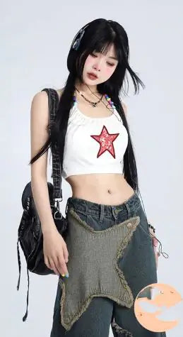 Wide Leg Pants Star Patchwork Vintage WEM Support (www.WEM.support)