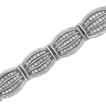 .925 Sterling Silver 3 cttw Diamond Art-Deco Style Link Bracelet (I-J, I2-I3) - Size 7.25" WEM Support (www.WEM.support)
