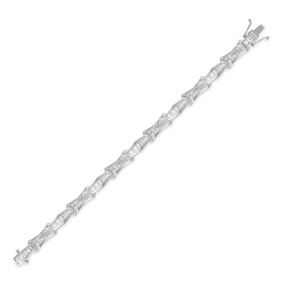 14K White Gold Baguette and Princess Cut Diamond Bracelet (8.09 cttw, H-I Color, SI1-SI2 Clarity) WEM Support (www.WEM.support)