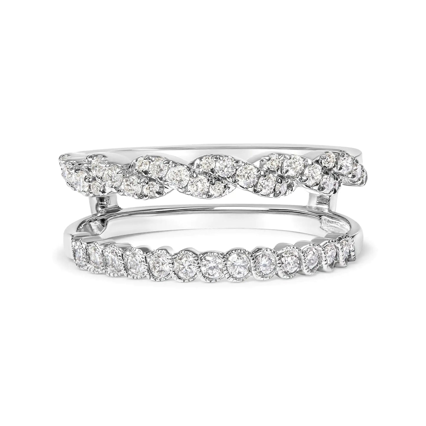 14k White Gold 1/2 Cttw Diamond Enhancer Wrap Ring Guard ( I-J Color, I2-I3 Clarity) WEM Support (www.WEM.support)