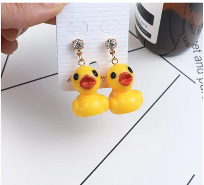 Yellow Duck Earrings WEM Support (www.WEM.support)