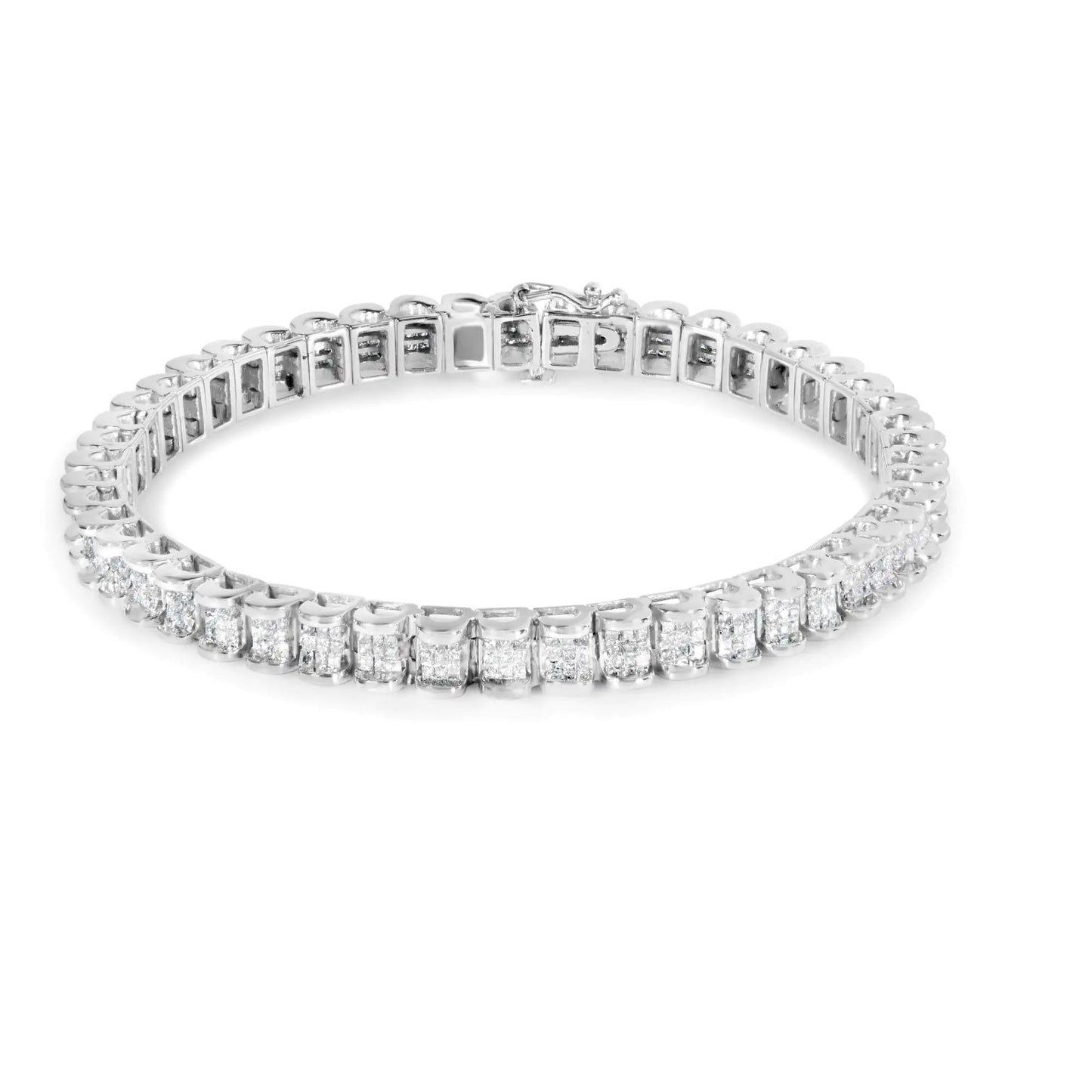 14K White Gold 3.00 Cttw Princess-Cut Diamond Link 7.5" Bracelet (H-I Color, SI1-SI2 Clarity) WEM Support (www.WEM.support)