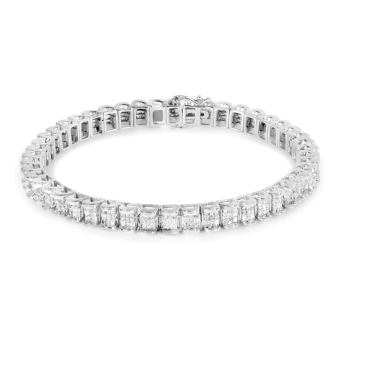 14K White Gold 3.00 Cttw Princess-Cut Diamond Link 7.5" Bracelet (H-I Color, SI1-SI2 Clarity) WEM Support (www.WEM.support)