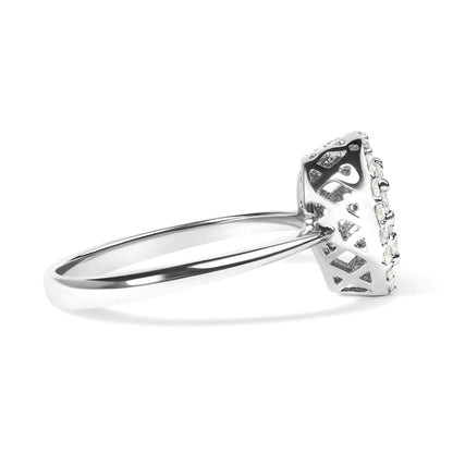 .925 Sterling Silver 3/8 Cttw Lab Grown Diamond Cluster and Halo Pear Promise Ring (G-H Color, VS2-SI1 Clarity) - Size 7 WEM Support (www.WEM.support)