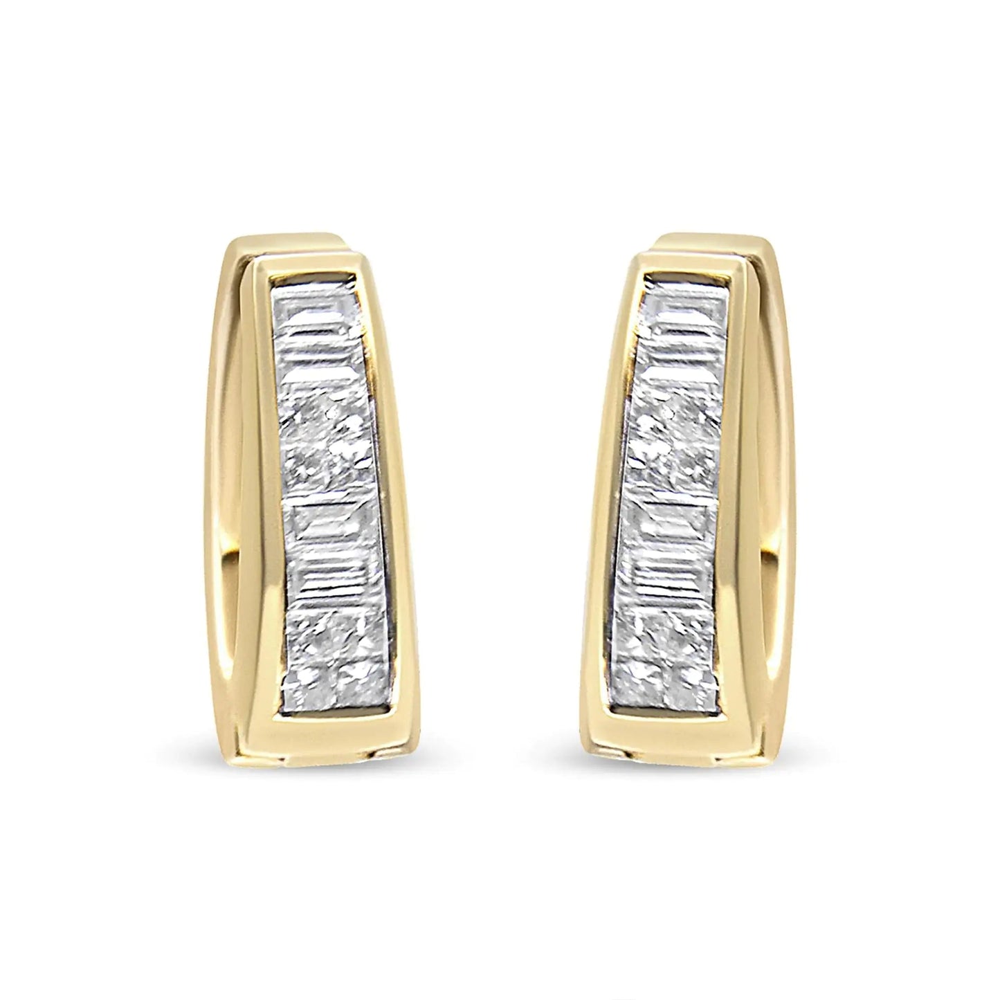 14K Yellow Gold 1 cttw Baguette and Princess Cut Diamond Earrings (H-I, VS1-VS2) WEM Support (www.WEM.support)