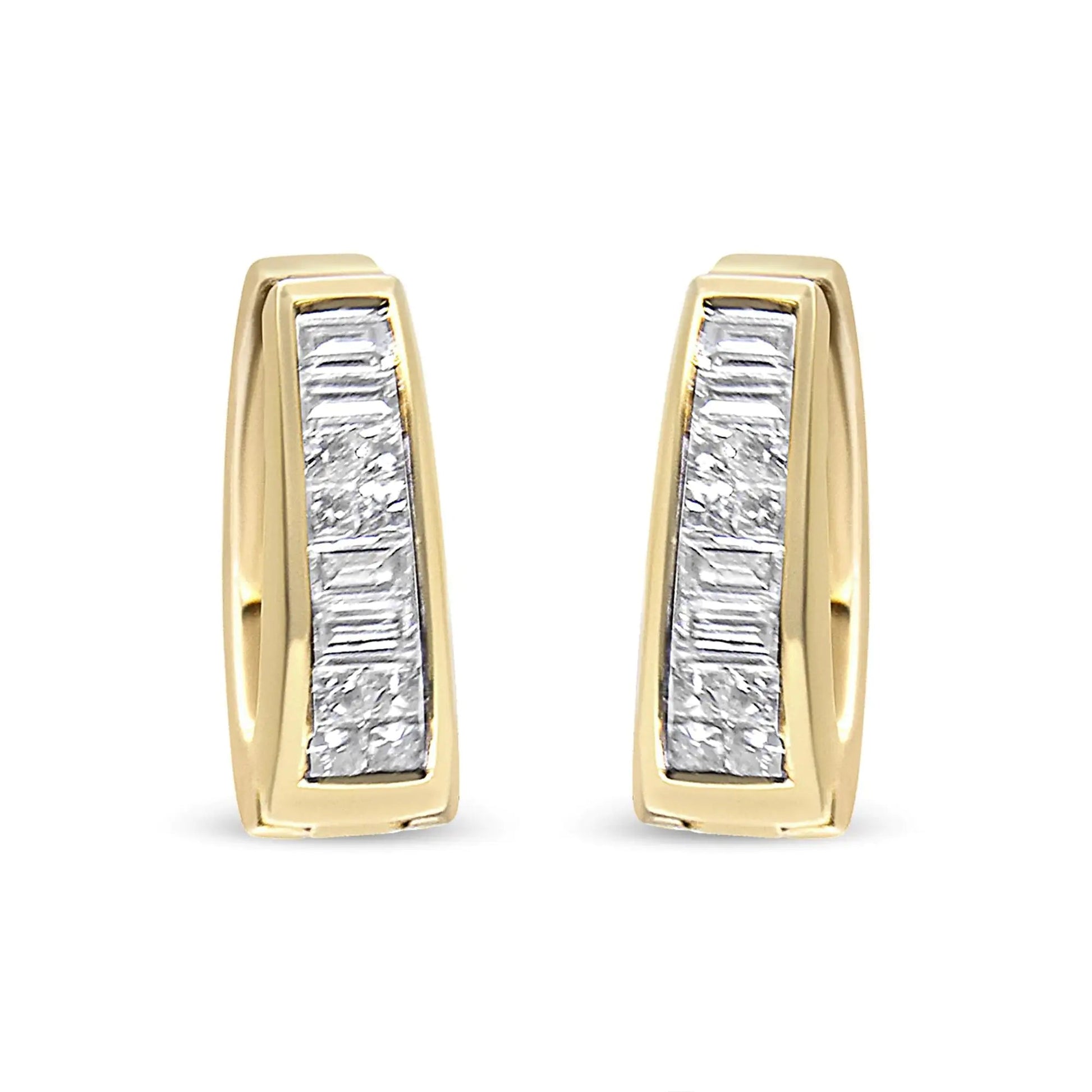 14K Yellow Gold 1 cttw Baguette and Princess Cut Diamond Earrings (H-I, VS1-VS2) WEM Support (www.WEM.support)