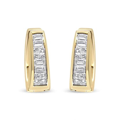 14K Yellow Gold 1 cttw Baguette and Princess Cut Diamond Earrings (H-I, VS1-VS2) WEM Support (www.WEM.support)