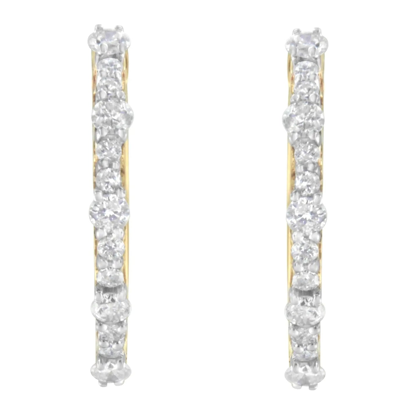 Yellow Gold Plated Sterling Silver Diamond Hoop Earrings (1 cttw, J-K Color, I2-I3 Clarity) WEM Support (www.WEM.support)