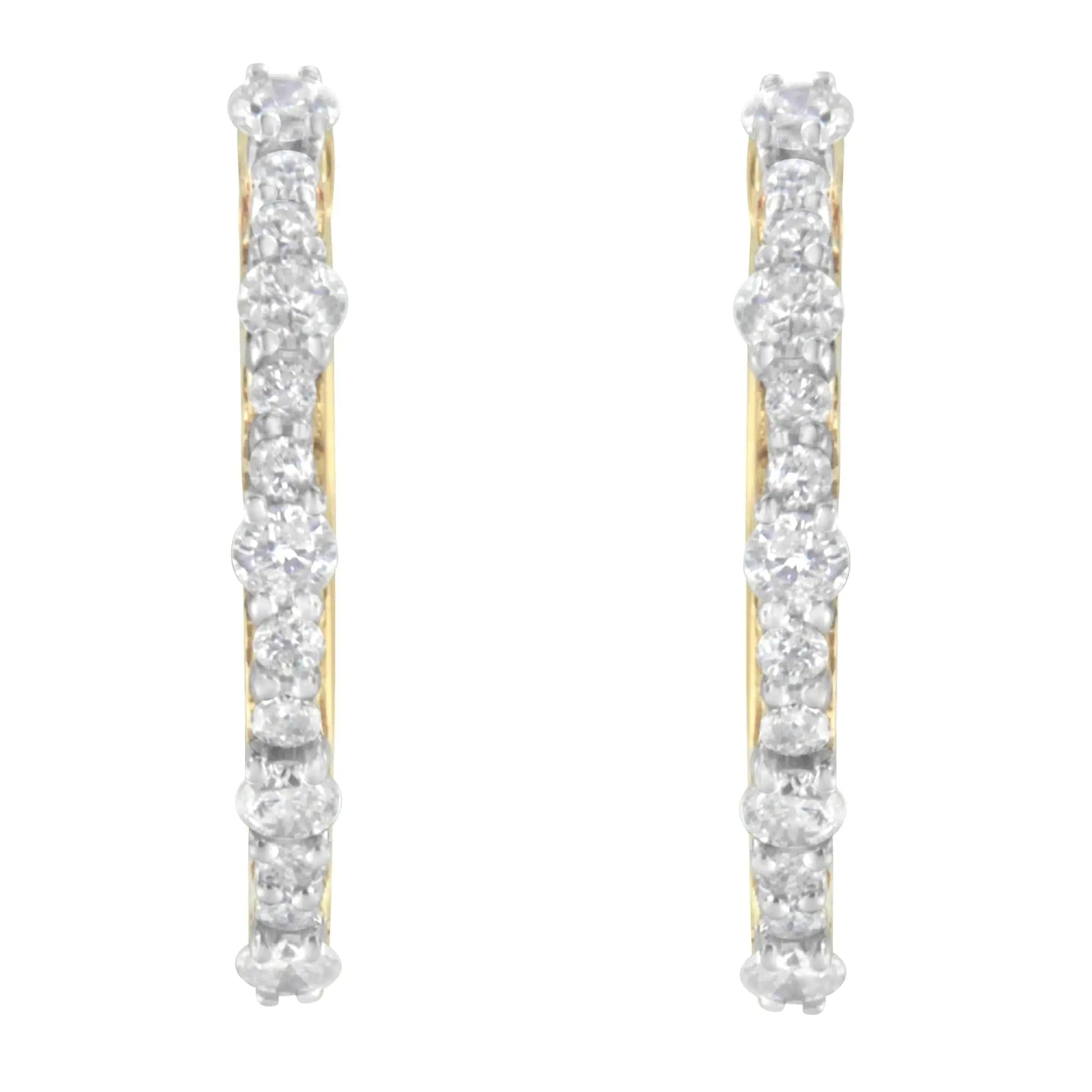 Yellow Gold Plated Sterling Silver Diamond Hoop Earrings (1 cttw, J-K Color, I2-I3 Clarity) WEM Support (www.WEM.support)