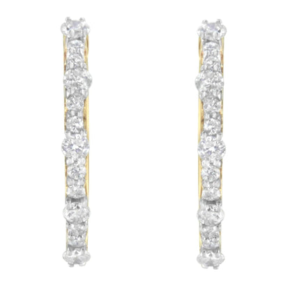 Yellow Gold Plated Sterling Silver Diamond Hoop Earrings (1 cttw, J-K Color, I2-I3 Clarity) WEM Support (www.WEM.support)