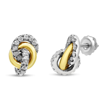 10K Yellow and White Gold 1/2 Cttw Diamond Triple Interlocking Knot Earrings (I-J Color, I1-I2 Clarity) WEM Support (www.WEM.support)