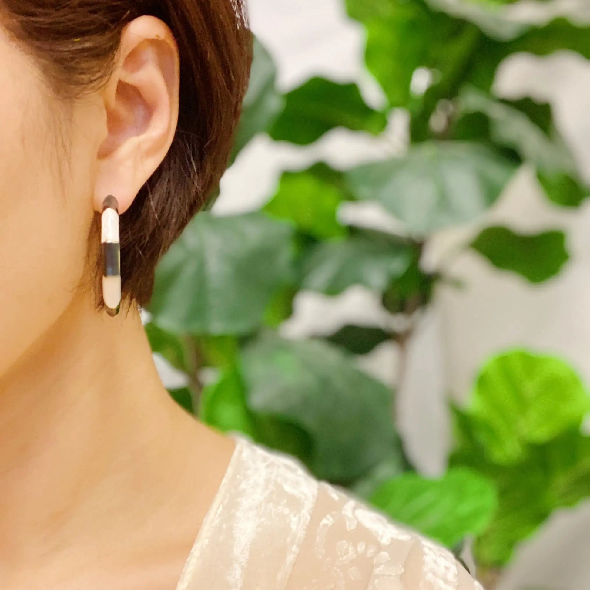 Color Block Bamboo Hoop Earrings WEM Support (www.WEM.support)