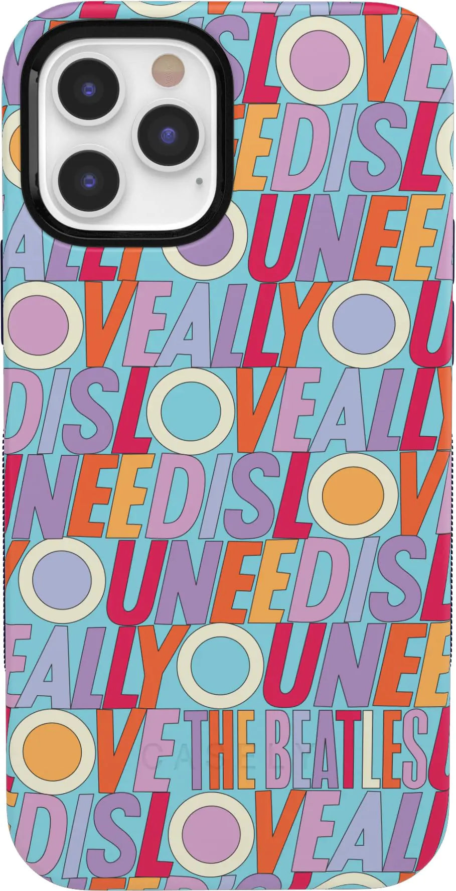 A multicolored phone case with a abstract tie-dye style pattern in pastel colors for iPhone 12/12 Pro.