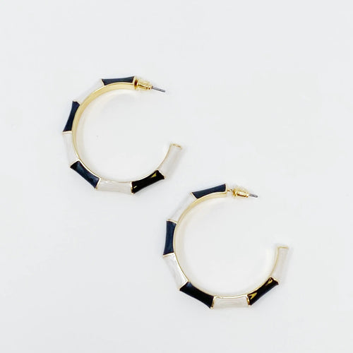Color Block Bamboo Hoop Earrings WEM Support (www.WEM.support)