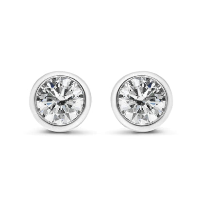 14K White Gold Lab Grown Diamond Screw-Back Classic Bezel Solitaire Stud Earrings (G-H Color, VS2-SI1 Clarity) WEM Support (www.WEM.support)