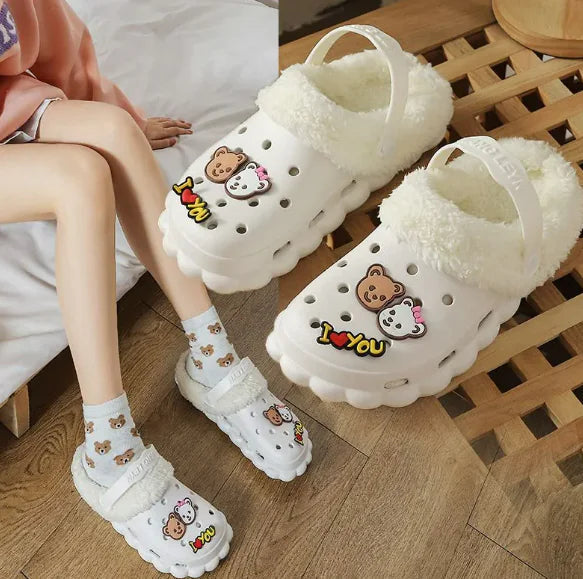 Women's Thermal Cotton Slippers with Plush Liner for Crocs WEM Support (www.WEM.support)