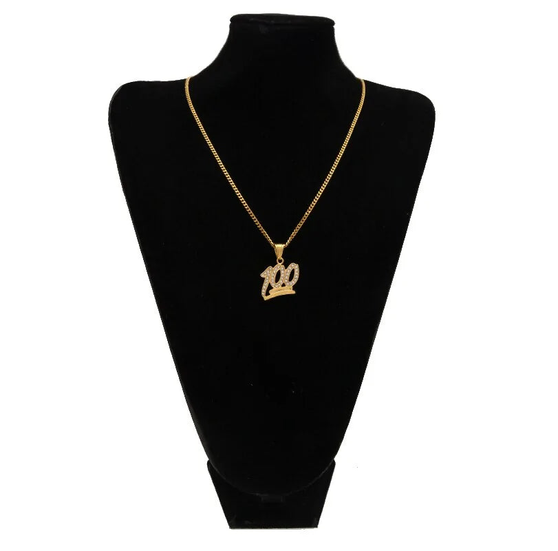 Gold Emoji 100 Logo Pendant Necklace WEM Support (www.WEM.support)