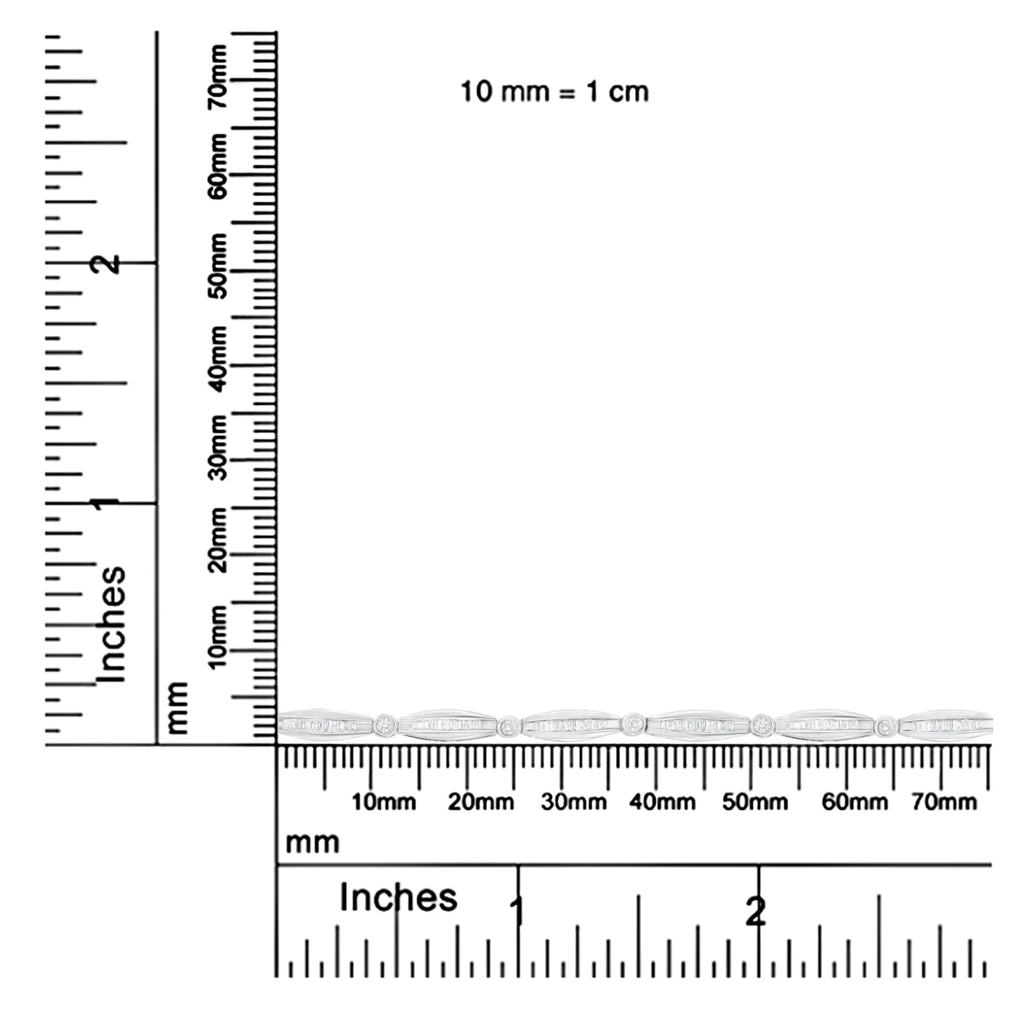 14K White Gold 1-1/2 Cttw Round Brilliant-Cut & Baguette Cut Diamond Bezel and Tapered Link 7" Tennis Bracelet (H-I Color, I1-I2 Clarity) WEM Support (www.WEM.support)
