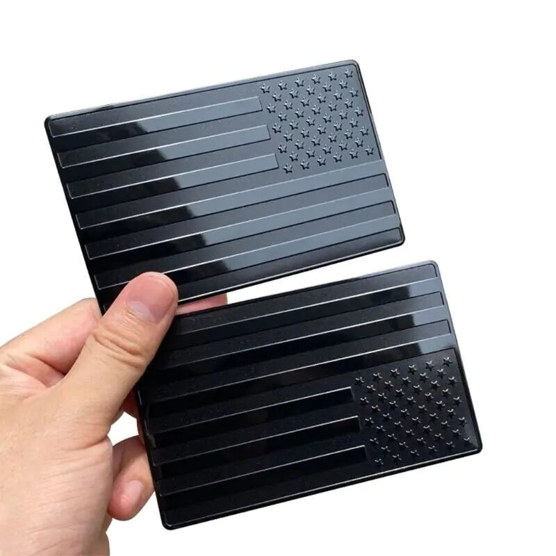 2PCS Metal USA Flag Sticker American Car Truck Decal Emblem Black WEM Support (www.WEM.support)
