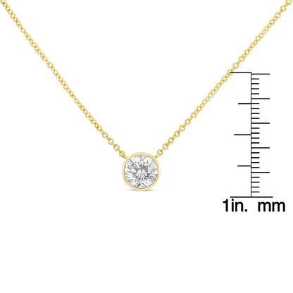 10K Yellow Gold 3/10 Carat Round Brilliant-Cut Diamond Modern Bezel-Set Solitaire 16"-18" Pendant Necklace (H-I Color, SI2-I1 Clarity) WEM Support (www.WEM.support)
