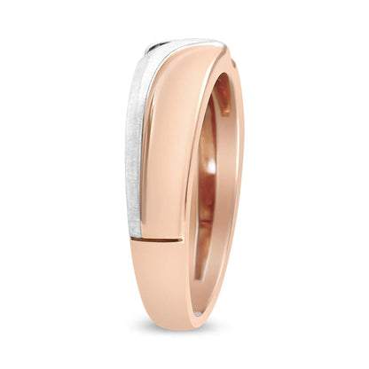 10K White and Rose Gold 1/10 Cttw 3-Stone Tension Slant Band Matte Finish Ring for Men (I-J Color, I2-I3 Clarity) WEM Support (www.WEM.support)