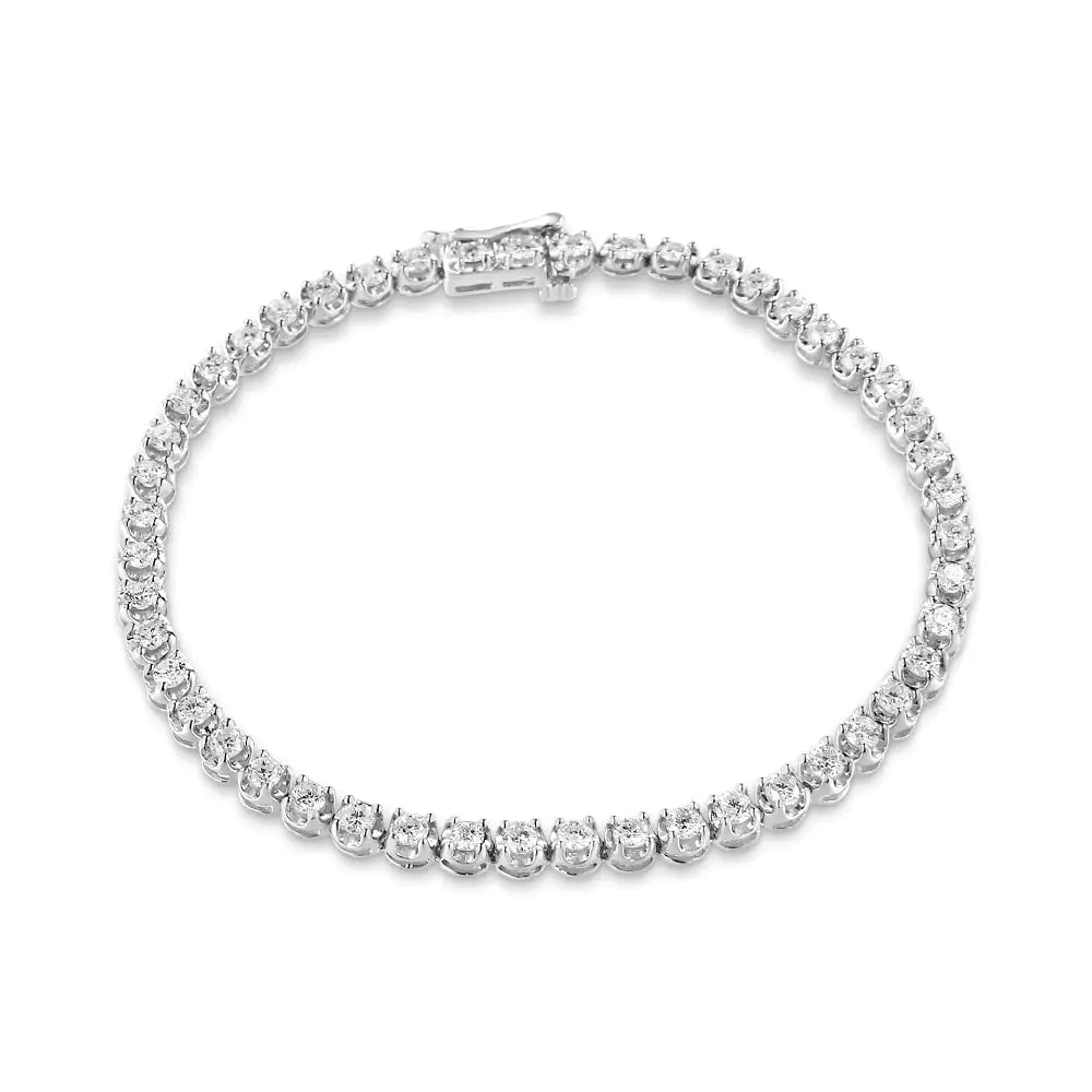 .925 Sterling Silver 3.00 Cttw Prong Set Round-Cut Diamond Tennis Link 7.25" Bracelet (I-J Color, I1-I2 Clarity) WEM Support (www.WEM.support)
