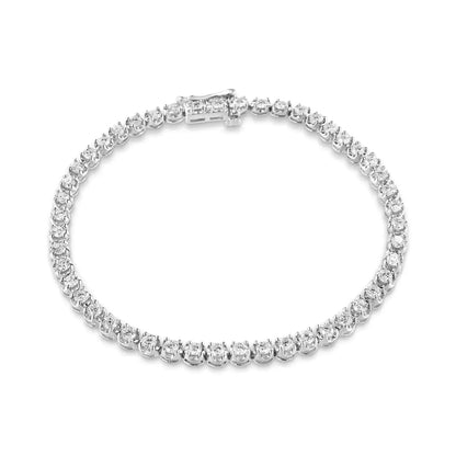 .925 Sterling Silver 3.00 Cttw Prong Set Round-Cut Diamond Tennis Link 7.25" Bracelet (I-J Color, I1-I2 Clarity) WEM Support (www.WEM.support)