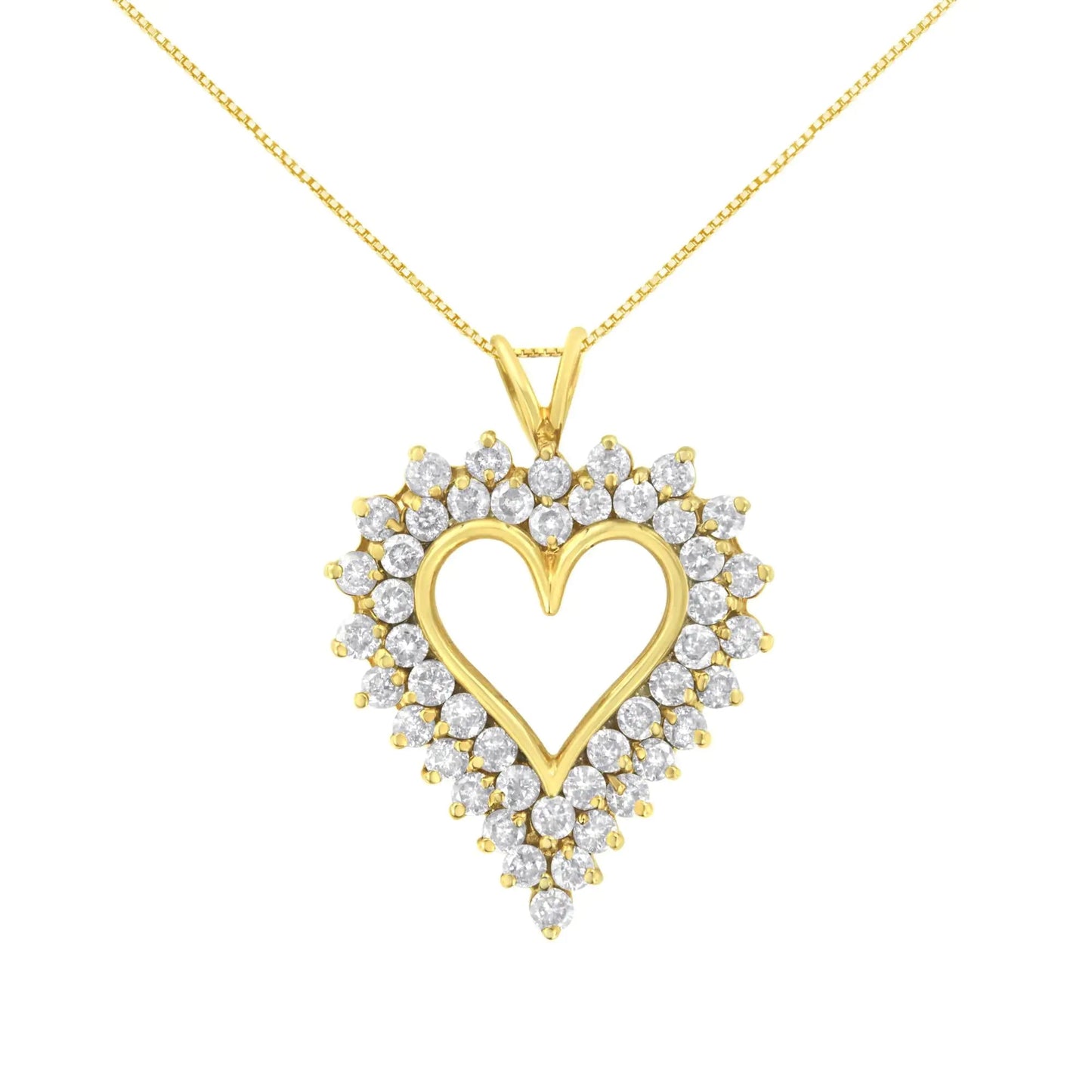 14K Yellow Gold .925 Sterling Silver 4 cttw Round-cut Diamond Cluster Heart Pendant Necklace (K-L Color, I1-I2 Clarity) WEM Support (www.WEM.support)