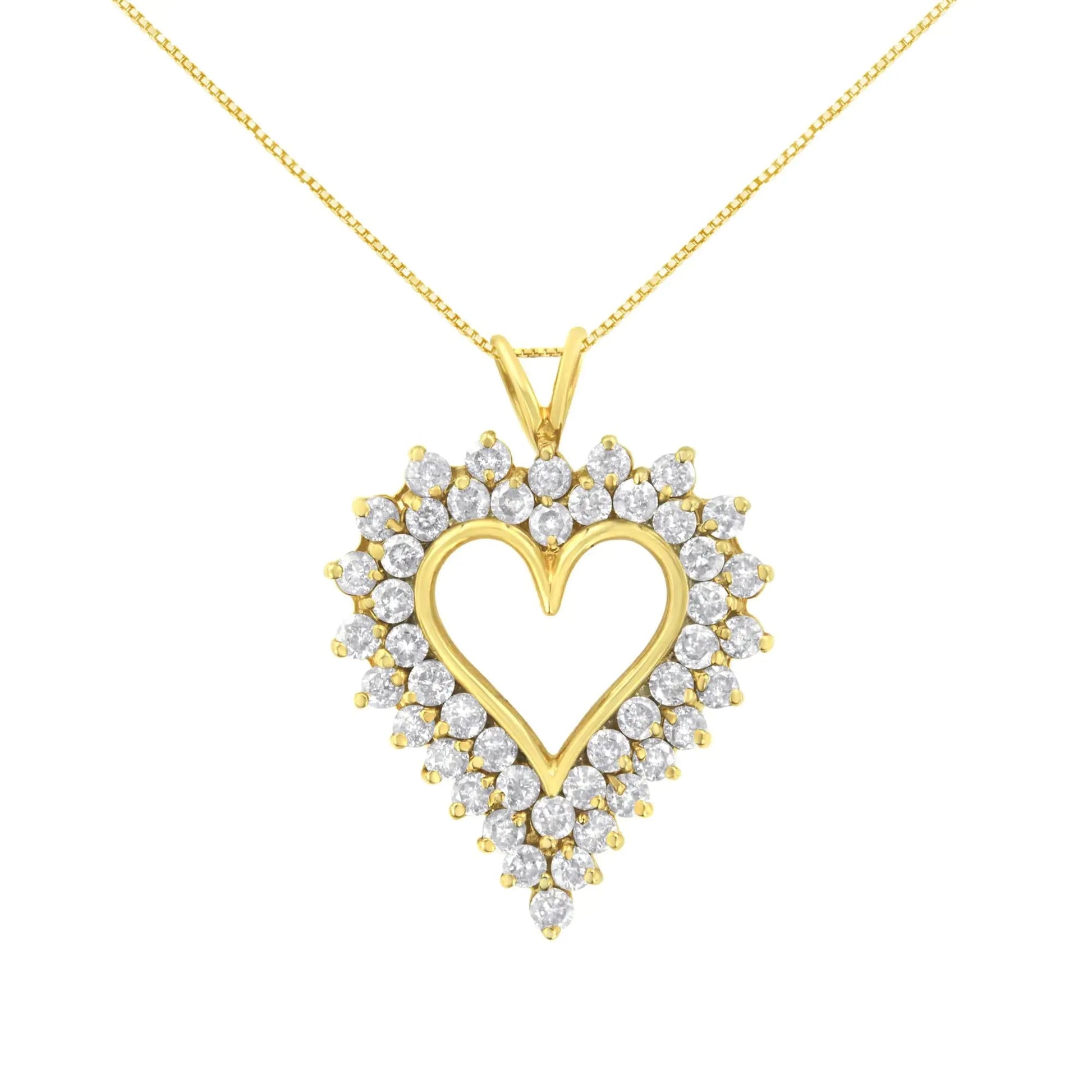 14K Yellow Gold .925 Sterling Silver 4 cttw Round-cut Diamond Cluster Heart Pendant Necklace (K-L Color, I1-I2 Clarity) WEM Support (www.WEM.support)
