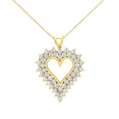 14K Yellow Gold .925 Sterling Silver 4 cttw Round-cut Diamond Cluster Heart Pendant Necklace (K-L Color, I1-I2 Clarity) WEM Support (www.WEM.support)