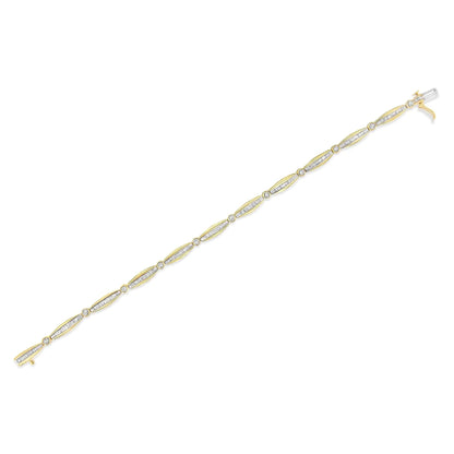 14K Yellow Gold 1-1/2 Cttw Round Brilliant-Cut & Baguette Cut Diamond Bezel and Tapered Link 7" Tennis Bracelet (H-I Color, I1-I2 Clarity) WEM Support (www.WEM.support)