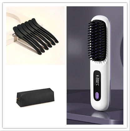 2-in-1 Wireless Hair Straightener Brush WEM Support (www.WEM.support)