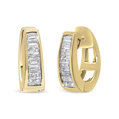 14K Yellow Gold 1 cttw Baguette and Princess Cut Diamond Earrings (H-I, VS1-VS2) WEM Support (www.WEM.support)