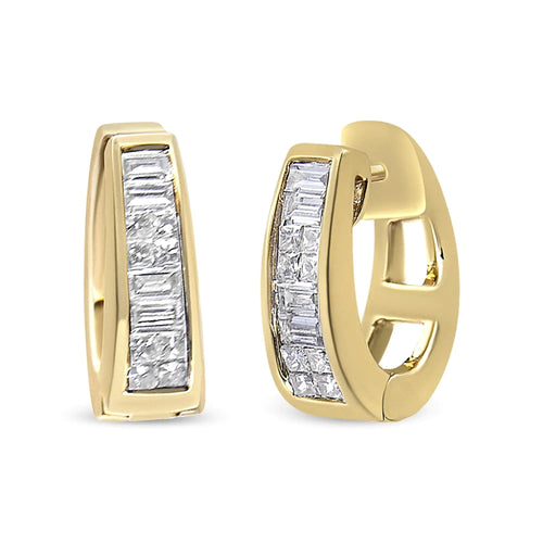14K Yellow Gold 1 cttw Baguette and Princess Cut Diamond Earrings (H-I, VS1-VS2) WEM Support (www.WEM.support)