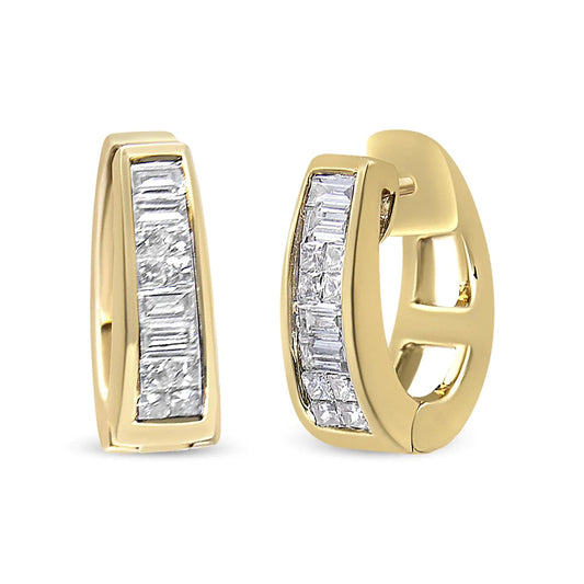 14K Yellow Gold 1 cttw Baguette and Princess Cut Diamond Earrings (H-I, VS1-VS2) WEM Support (www.WEM.support)