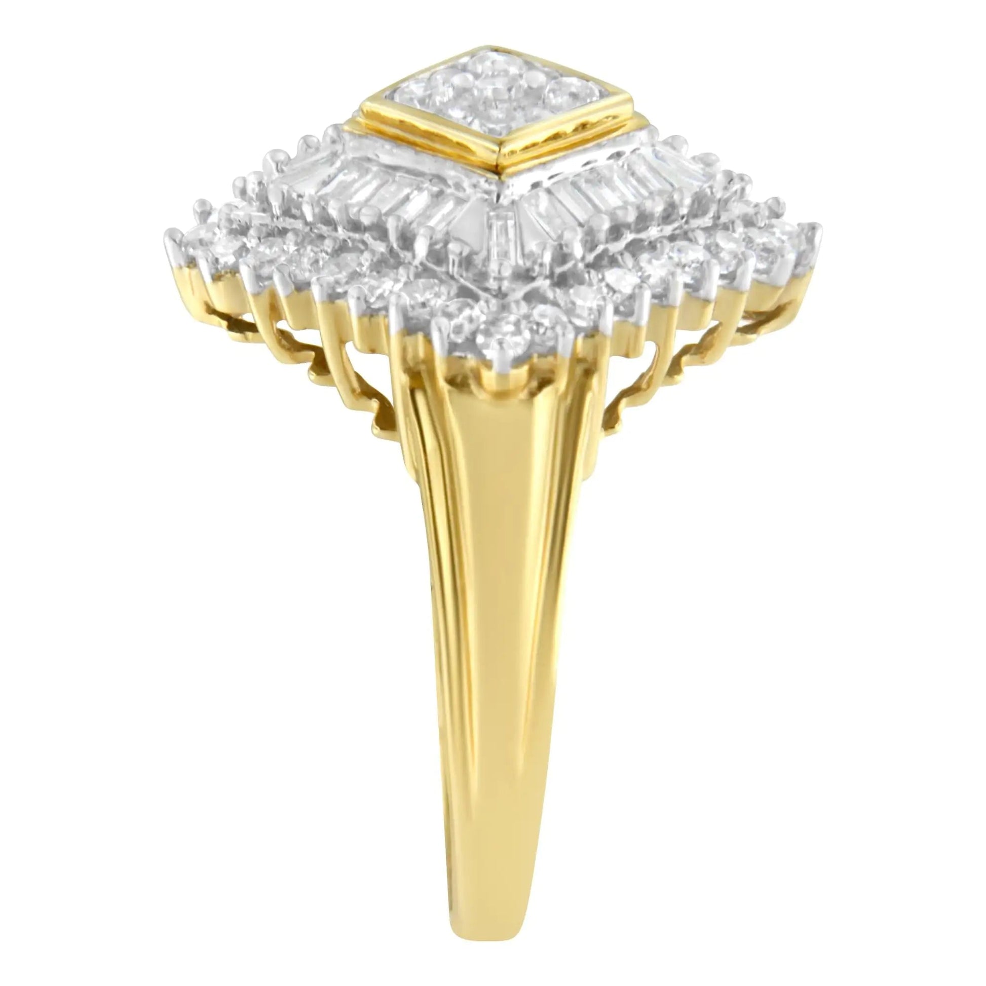 10K Yellow Gold Diamond Ballerina Ring (1 Cttw, I-J Color, I1-I2 Clarity) WEM Support (www.WEM.support)