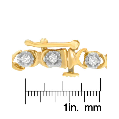 10K Yellow Gold Round Cut Diamond 'X' Bracelet (0.50 cttw, I-J Color, I3 Clarity) WEM Support (www.WEM.support)